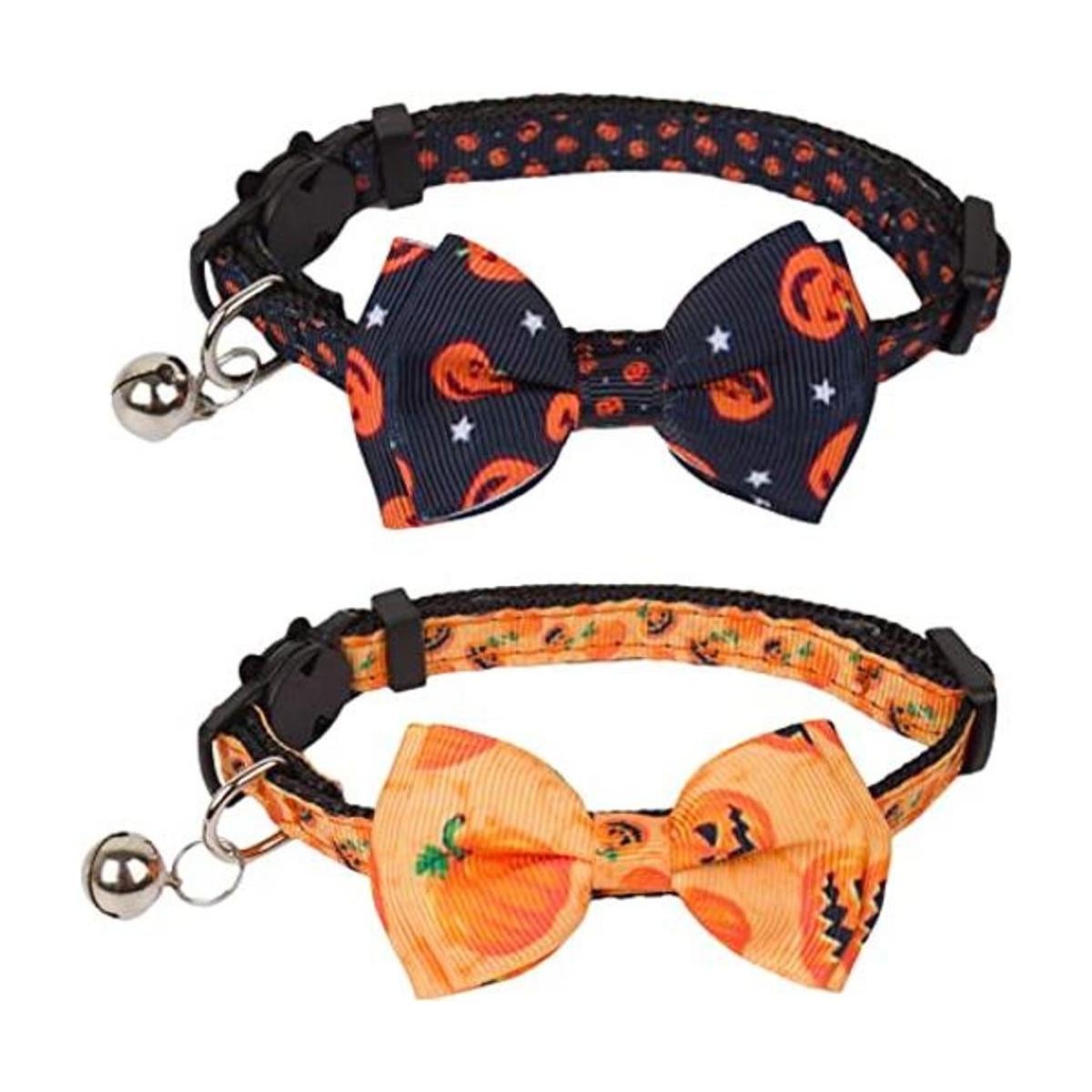 PTDECOR Collares de gato de Halloween con casquillo de