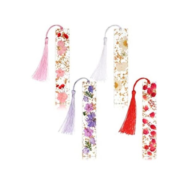 4 marcapáginas de resina de flores secas hechos a mano_1