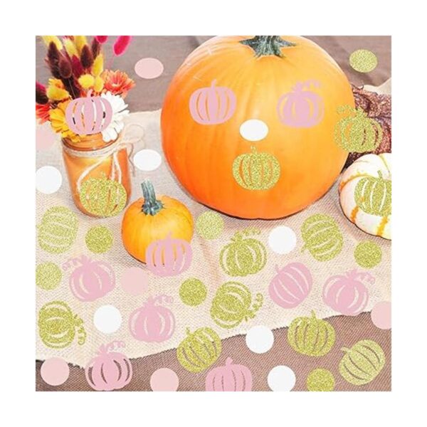 Confeti de calabaza y confeti de oro rosa con puntos_2