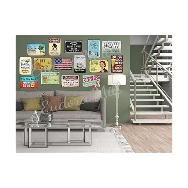 Eudora Mill Bee Happy Letrero de metal de 8 x 12