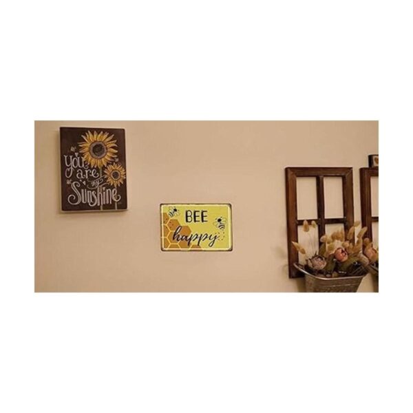 Eudora Mill Bee Happy Letrero de metal de 8 x 12