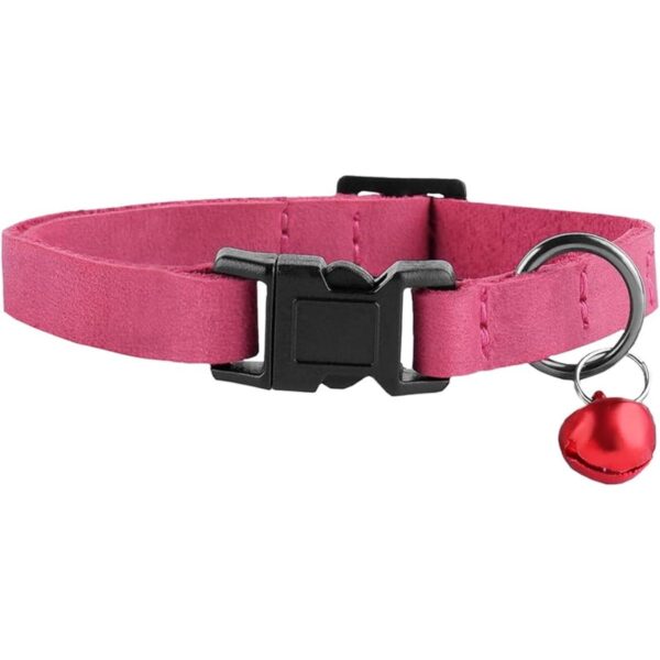 Murom Breakaway Collar de piel para gatos con campana