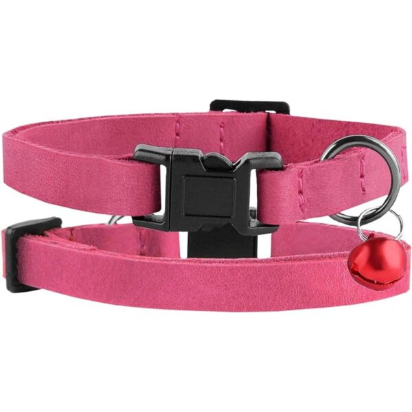 Murom Breakaway Collar de piel para gatos con campana
