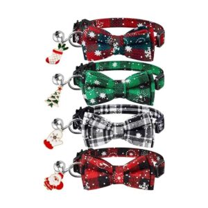 LLHK Paquete de 4 collares de Navidad para gatos con