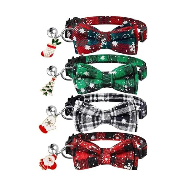 LLHK Paquete de 4 collares de Navidad para gatos con