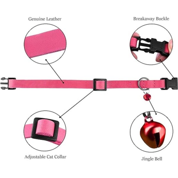 Murom Breakaway Collar de piel para gatos con campana