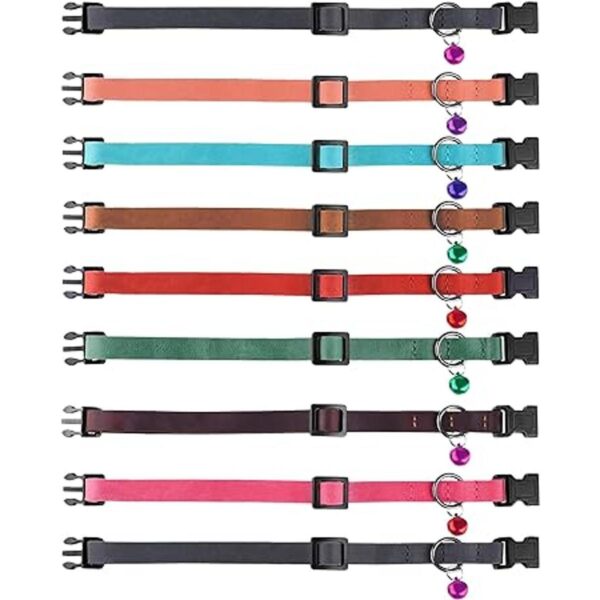 Murom Breakaway Collar de piel para gatos con campana