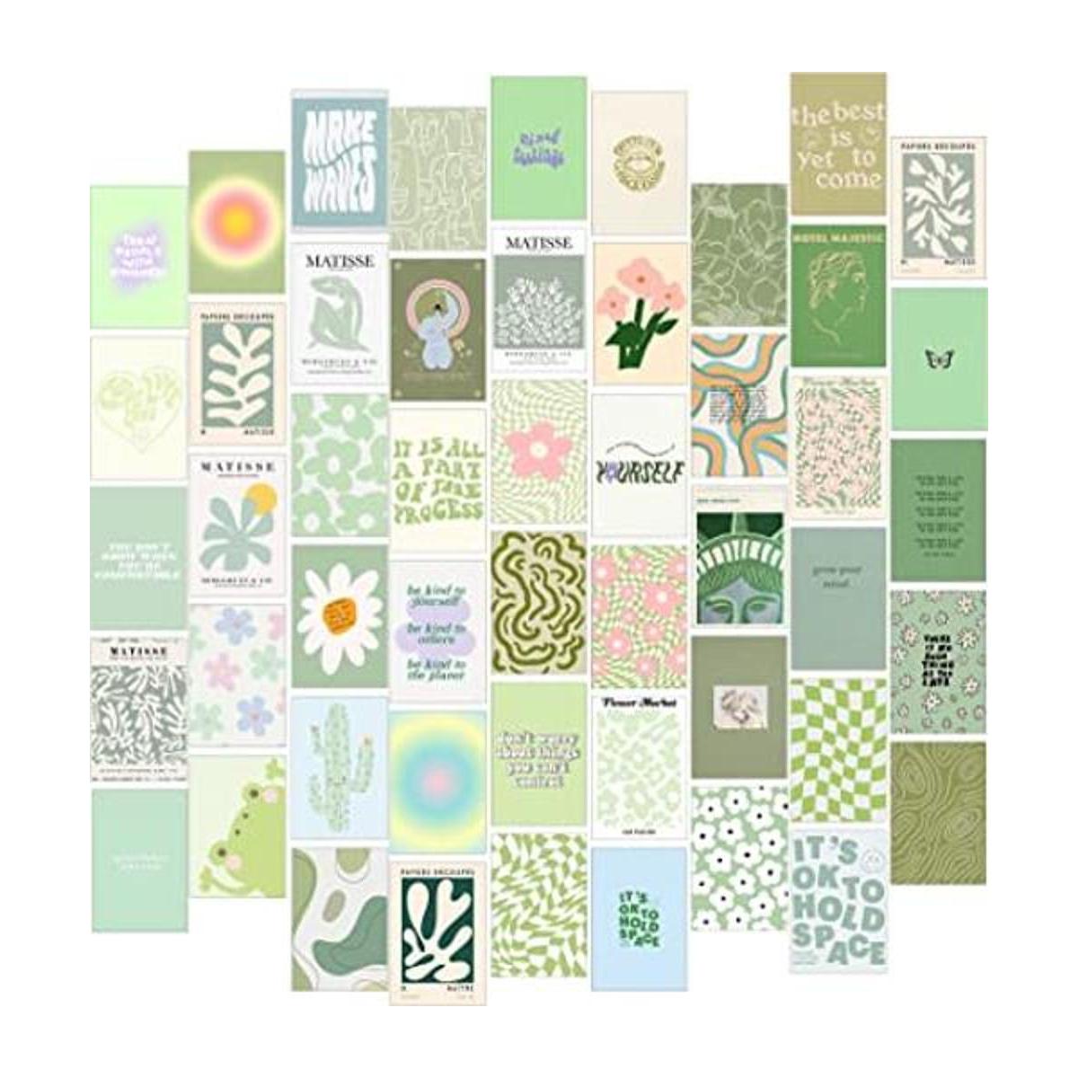 Kit de collage de pared de color verde salvia estética