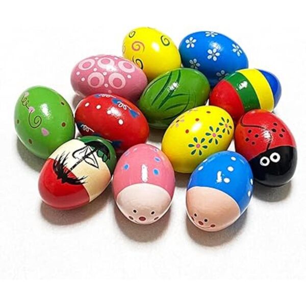 JoFAN Paquete de 12 huevos de madera de percusión musical_2