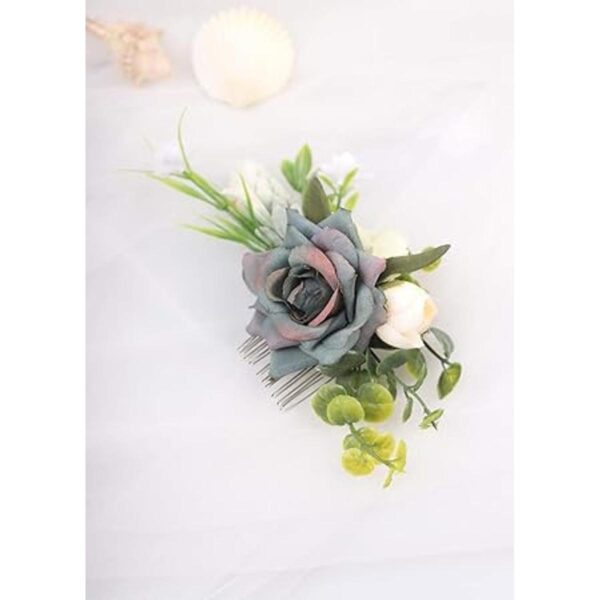 Kercisbeauty Peine de pelo azul marino con flores para_5