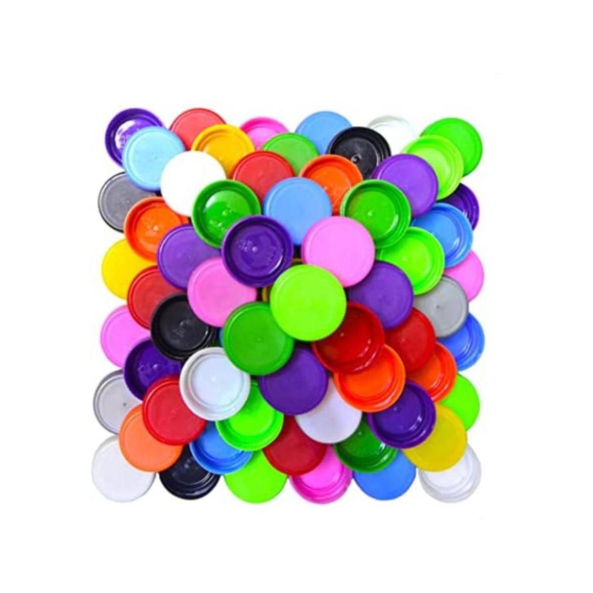 Paquete de 100 tapas de plástico de colores mezclados para