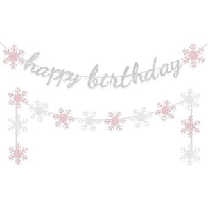 Invierno Feliz Cumpleaños Banner Decoración Niña Fiesta_1