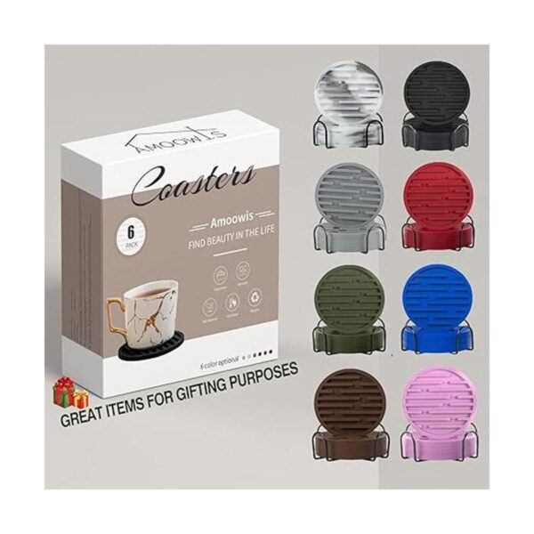 Amoowis Posavasos para bebidas absorbentes con soporte_6