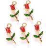 KitBeads 100 dijes de rosa roja esmaltados con flores