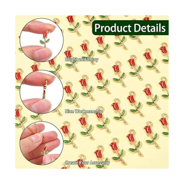 KitBeads 100 dijes de rosa roja esmaltados con flores