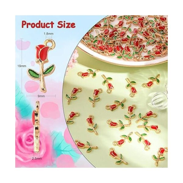 KitBeads 100 dijes de rosa roja esmaltados con flores