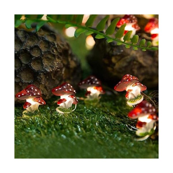 Guirnalda de luces LED con formas de hongos funciona con_2