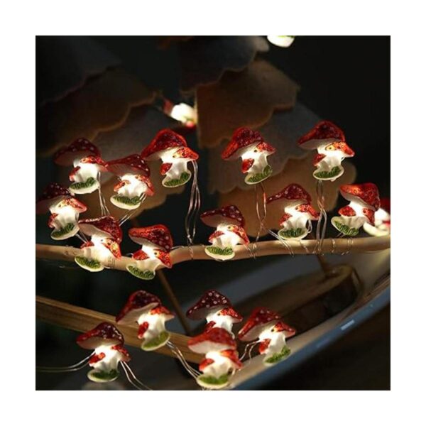 Guirnalda de luces LED con formas de hongos funciona con_3