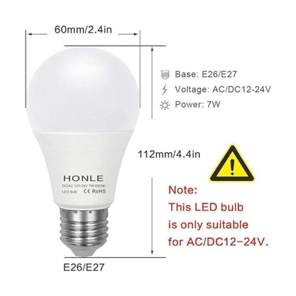 E26 E27 LED Light Bulbs 12V 24V Low Voltage 7W A19_4