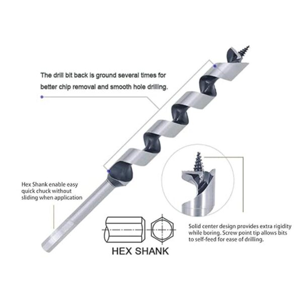 MAXCRAFT Wood Auger Bits 12 Diameter with 9inch Length_2