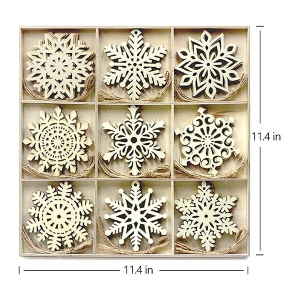 36 adornos colgantes de madera de Navidad grandes de copos_2