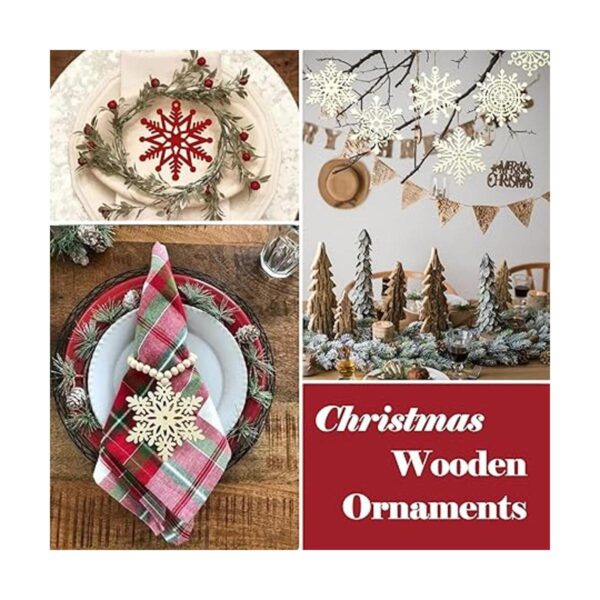 36 adornos colgantes de madera de Navidad grandes de copos_6