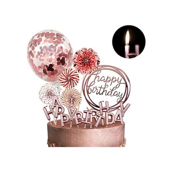 MOVINPE Decoración de pastel de oro rosa con velas de_1