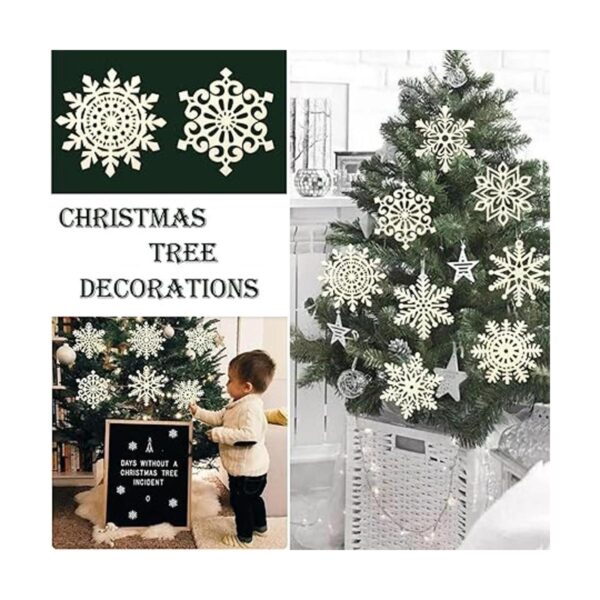 36 adornos colgantes de madera de Navidad grandes de copos_3