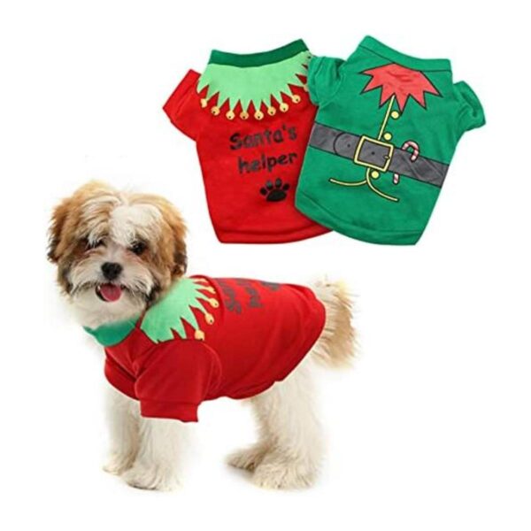 HYLYUN Paquete de 2 camisas de Navidad para perros