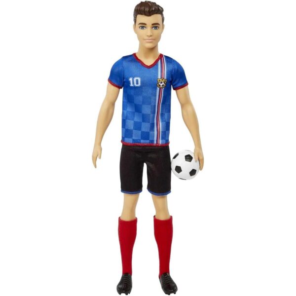 Ken Muñeca de fútbol pelo recortado uniforme colorido_1