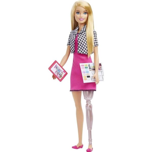 Muñeca de diseñador de interiores Barbie vestido rosa y_1