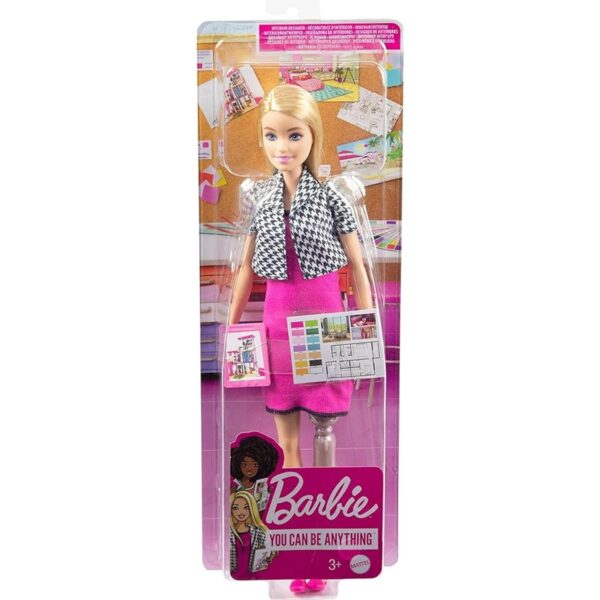 Muñeca de diseñador de interiores Barbie vestido rosa y_6