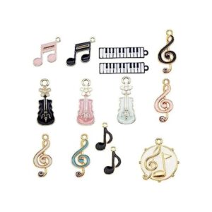 36 dijes de instrumentos de notas musicales esmaltadas_1