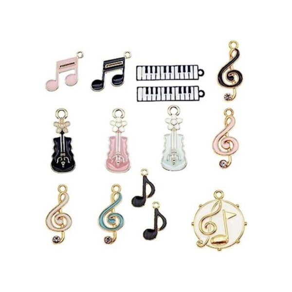 36 dijes de instrumentos de notas musicales esmaltadas_1