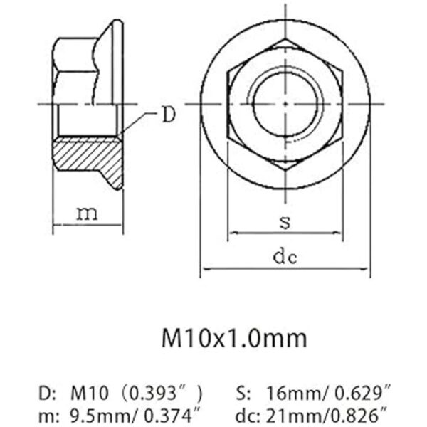 M10x1.0.000 in 304 Acero inoxidable hilo fino brida_3