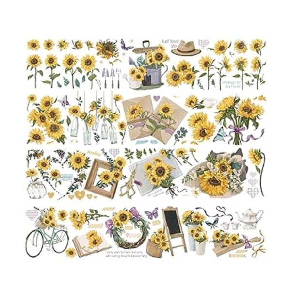 Juego de 2 rollos de cinta adhesiva decorativa de girasol
