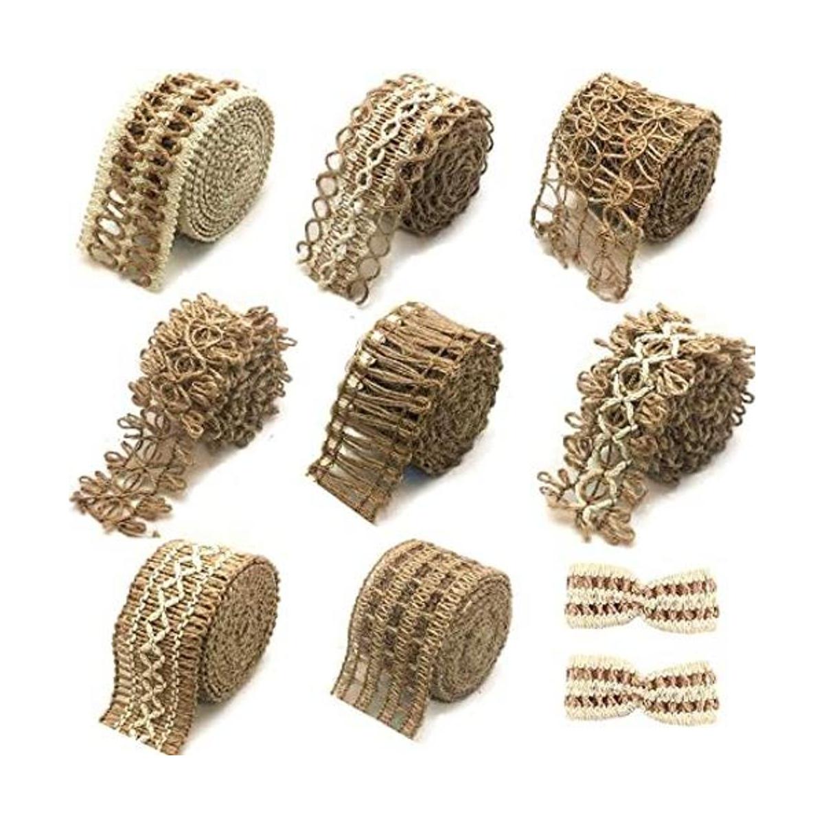 OZXCHIXU 8 rollos de cintas de yute rústicas de encaje de