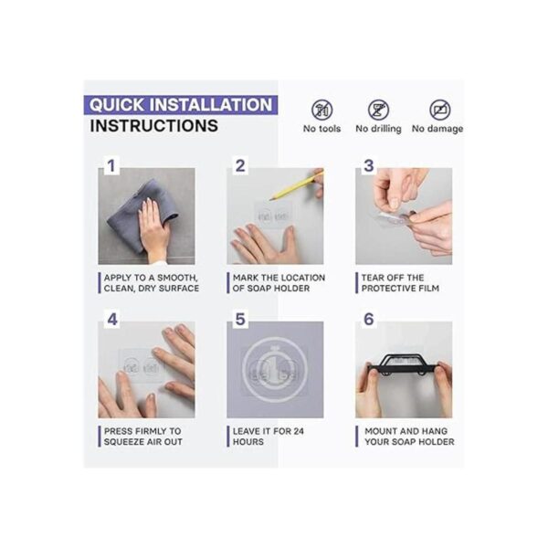 KINCMAX Soporte de jabón adhesivo para pared de ducha_5