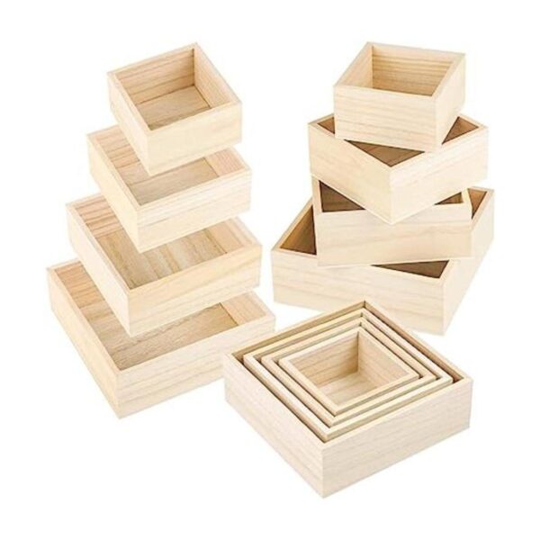 Aodaer 8 piezas de caja de madera sin terminar en 4