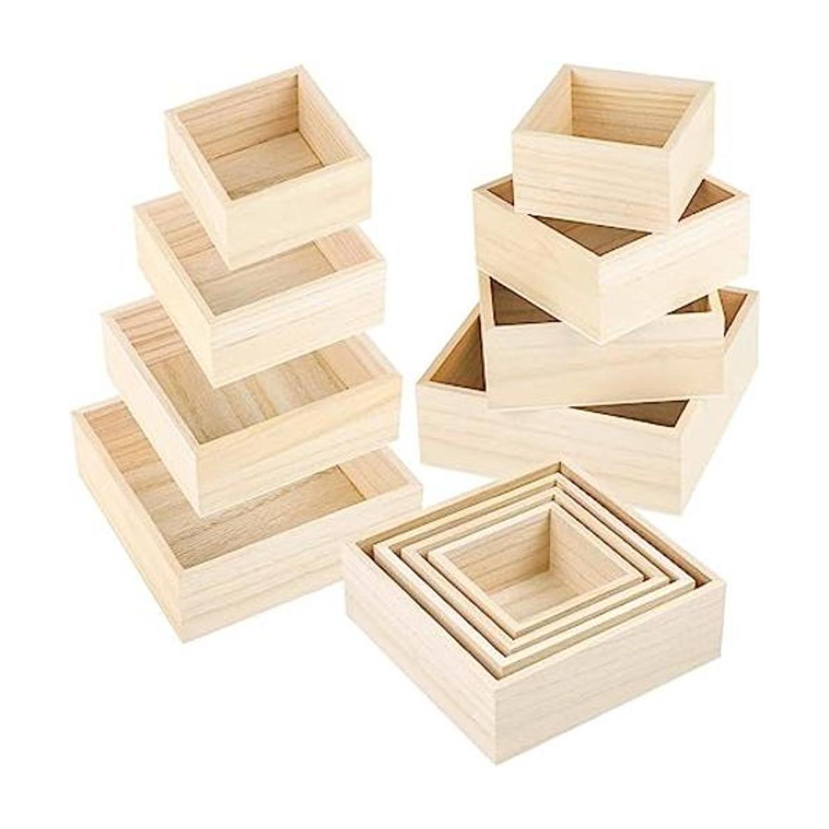 Aodaer 8 piezas de caja de madera sin terminar en 4