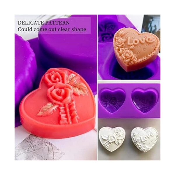 Molde de silicona con forma de corazón rosa 4 tipos de_4