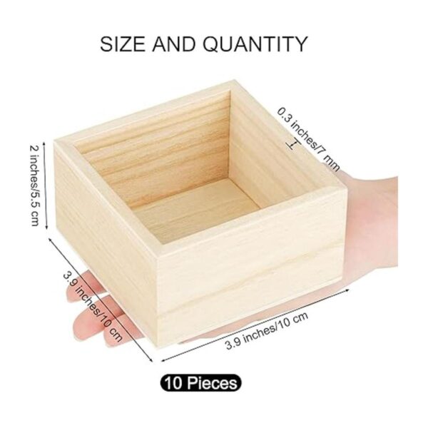 Aodaer Caja de madera de 10 piezas sin terminar pequeña