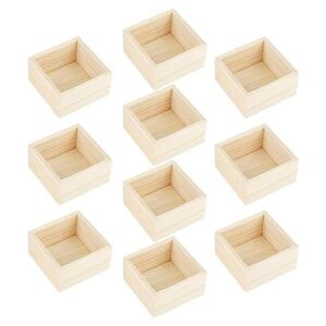 Aodaer Caja de madera de 10 piezas sin terminar pequeña