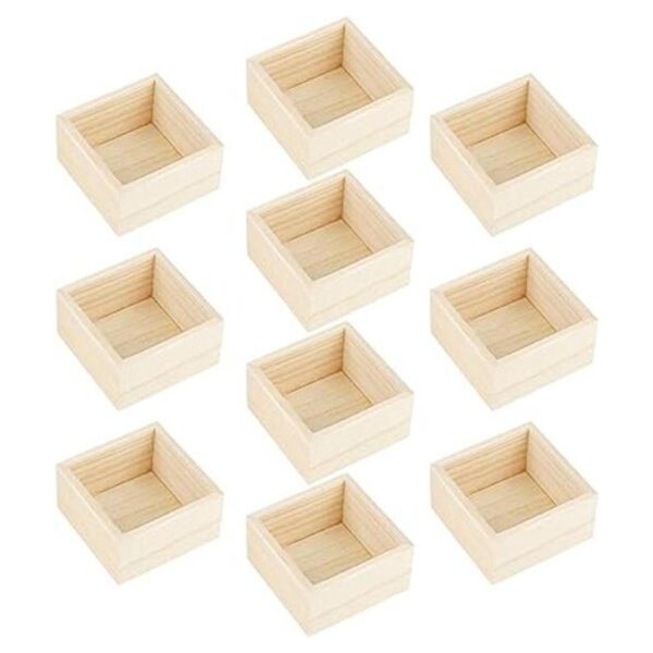 Aodaer Caja de madera de 10 piezas sin terminar pequeña