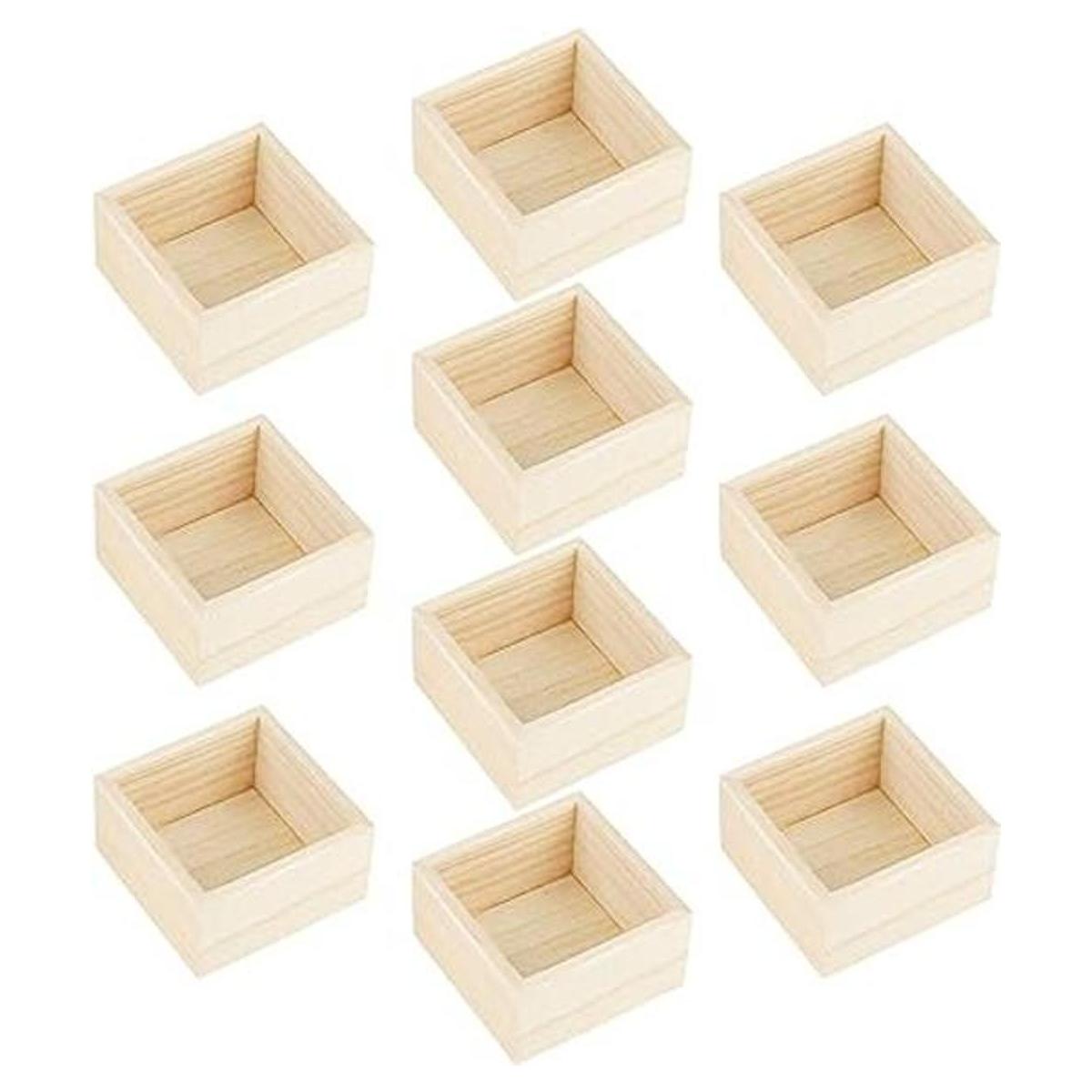 Aodaer Caja de madera de 10 piezas sin terminar pequeña