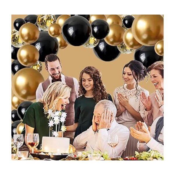 Kit de guirnalda de globos negros y dorados 126 globos