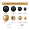 Kit de guirnalda de globos negros y dorados 126 globos