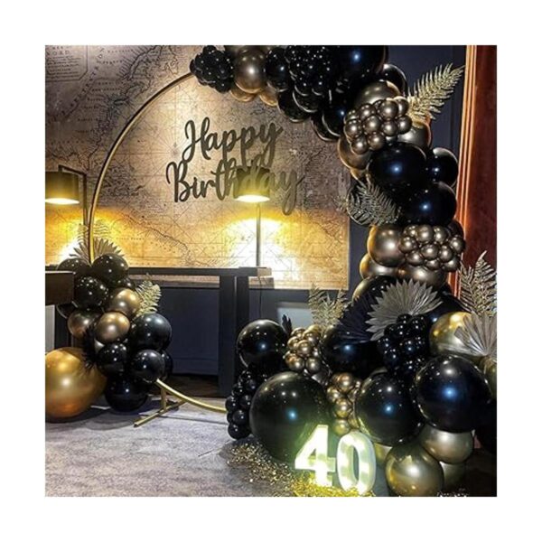 Kit de guirnalda de globos negros y dorados 126 globos