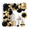 Kit de guirnalda de globos negros y dorados 126 globos