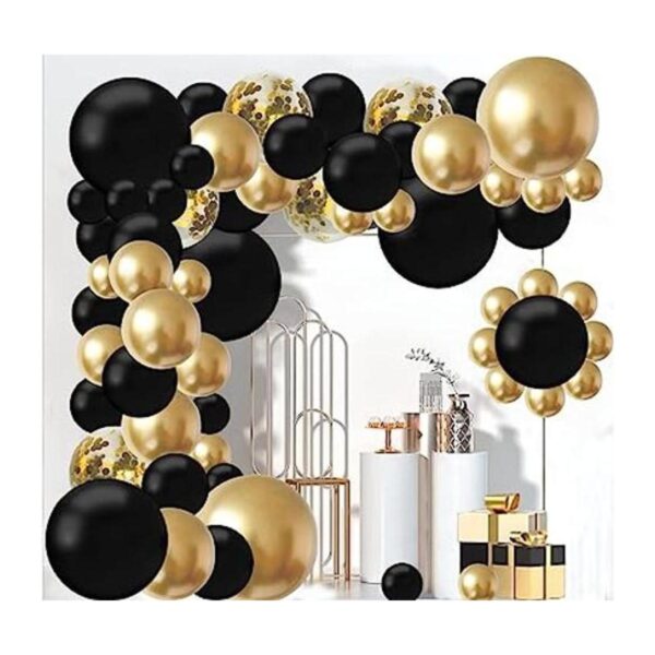 Kit de guirnalda de globos negros y dorados 126 globos